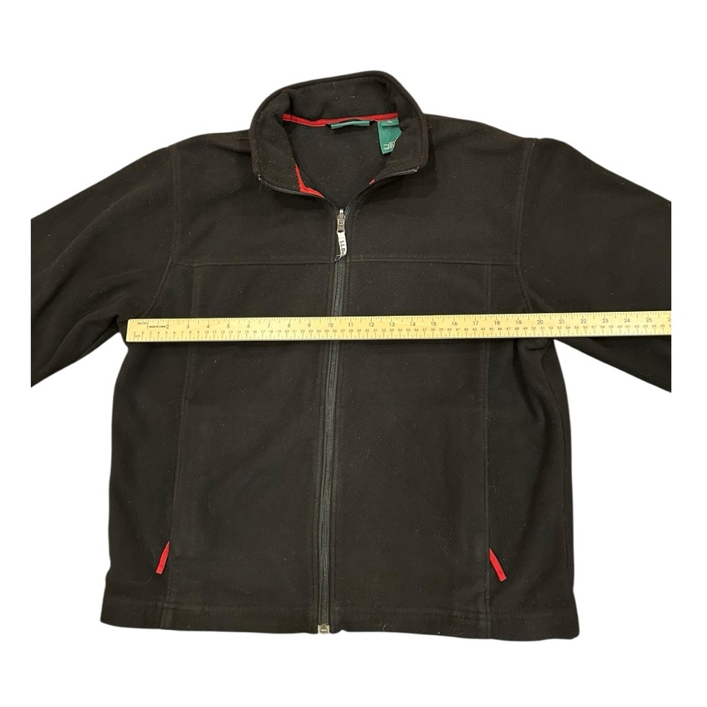 L.L. Bean Black Full-Zip Fleece Jacket with Red Trim - Picture 4 of 6